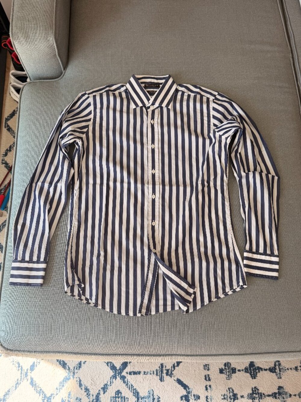 Vakko Comfort Fit, White/Blue Poplin Shirt, 39/15.5